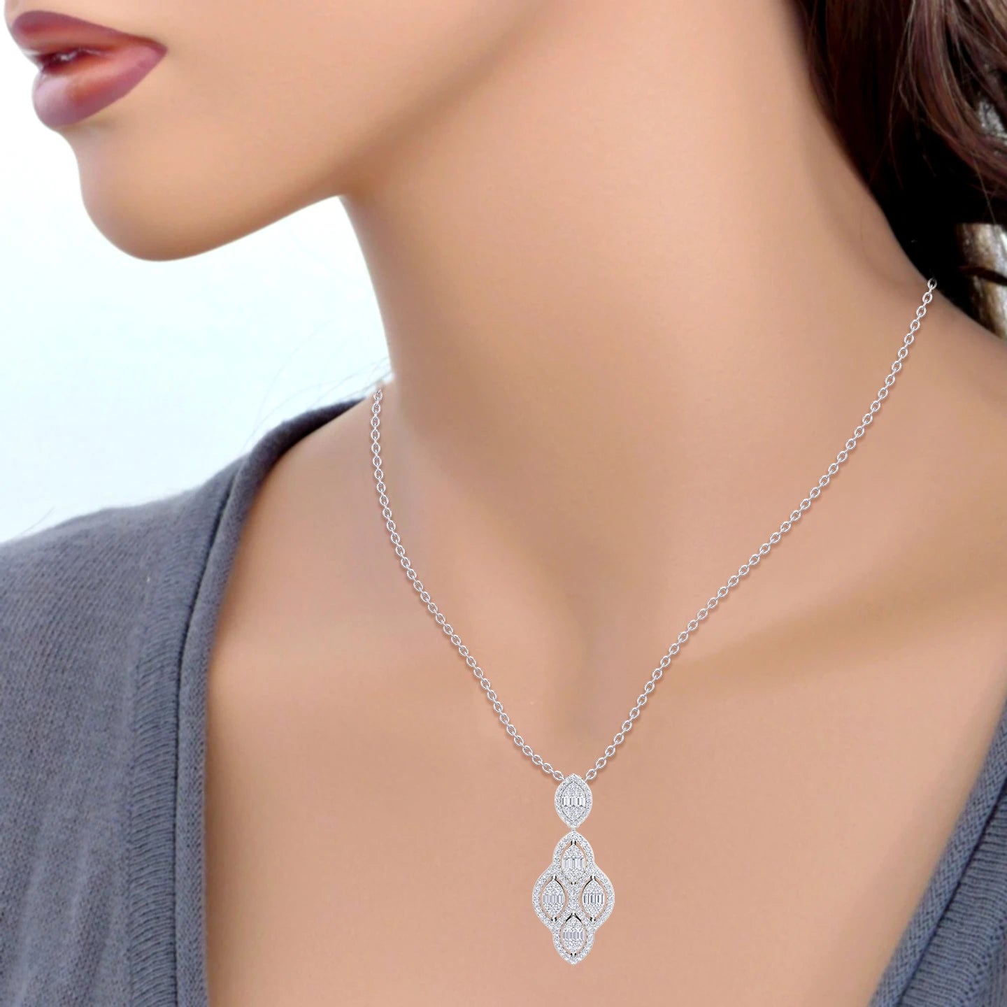 NATURAL DIAMOND JEWELLERY PENDANT SET